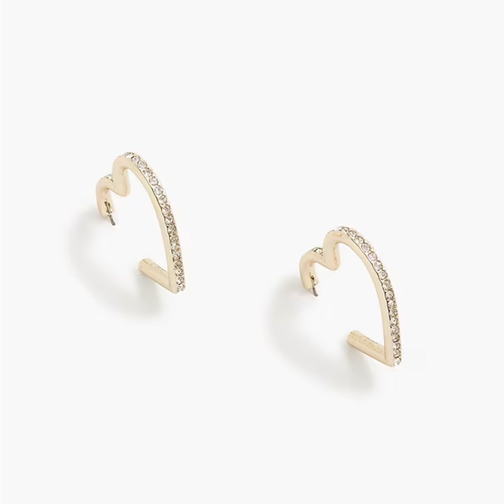 J Crew - Crystal Heart Hoop Earrings